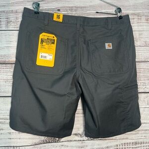 Carhartt Womens 16 Gray Rugged Professional‎ Series Flex Loose Fit Canvas Shorts